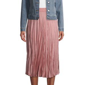 Dusty Rose Midi Crinkle Skirt